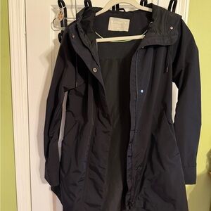 Athleta Black Hooded Trench Raincoat